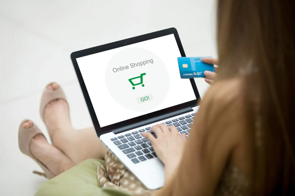 e-commerce, notebook, cartão