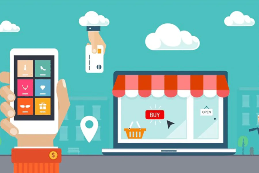 ilustração de vendas online para abrir loja virtual de sucesso
